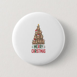 Merry Christmas Sloth Tree 2 Inch Round Button