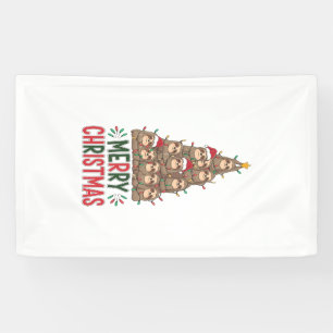 Merry Christmas Sloth Tree Banner