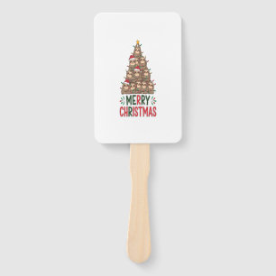 Merry Christmas Sloth Tree Hand Fan