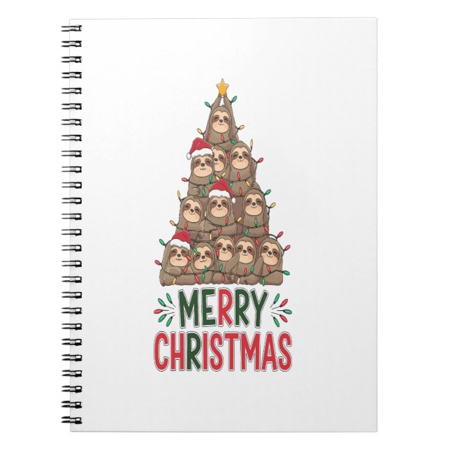 Merry Christmas Sloth Tree Notebook (Front)