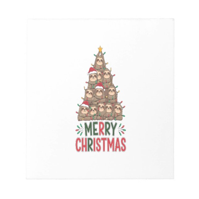Merry Christmas Sloth Tree Notepad (Front)