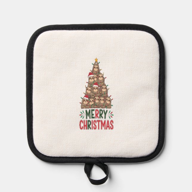 Merry Christmas Sloth Tree Pot Holder (Front)