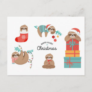 Merry Christmas Sloths Postcard