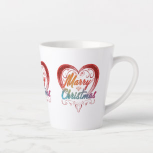 Merry Christmas Small Latte Mug, 12 oz Latte Mug