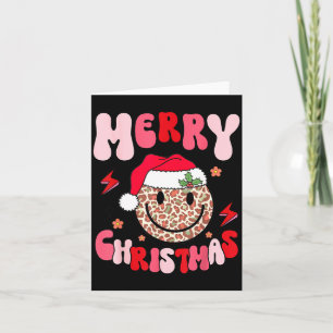 Merry Christmas Smile Face Santa Claus Hat Groovy Card