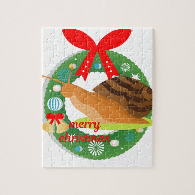 merry christmas snail jigsaw puzzle (Vertical)