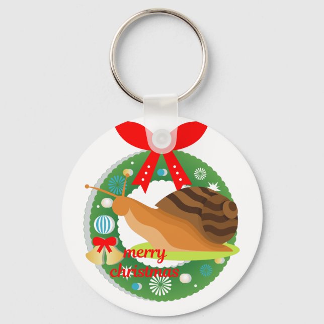 merry christmas snail keychain (Front)