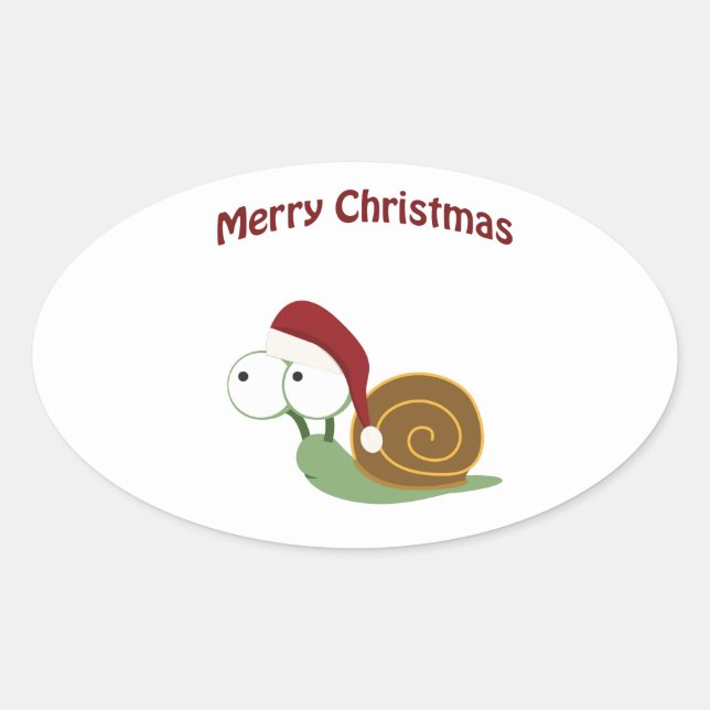 Merry Christmas! Snail Oval Sticker (Front)