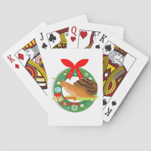 merry christmas snail playing cards