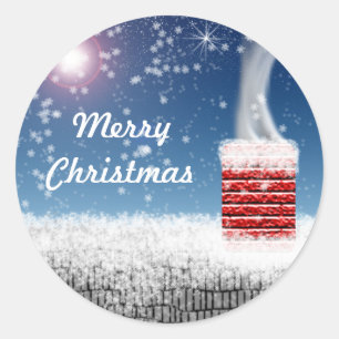 Merry Christmas Snow Covered Chimney Stickers