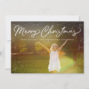 Merry Christmas Snow Frame Holiday Photo Card