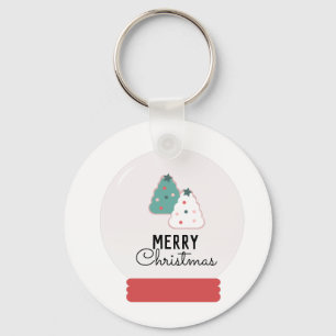 Merry Christmas Snow Globe Cookie Keychain