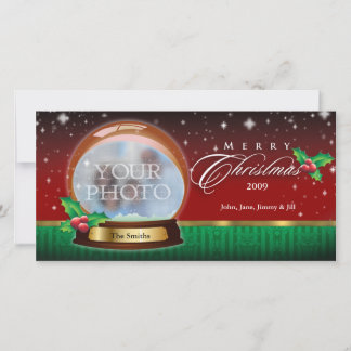 Merry Christmas Snow Globe Customizable 2 Holiday Card