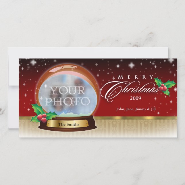 Merry Christmas Snow Globe Customizable 6 Holiday Card (Front)