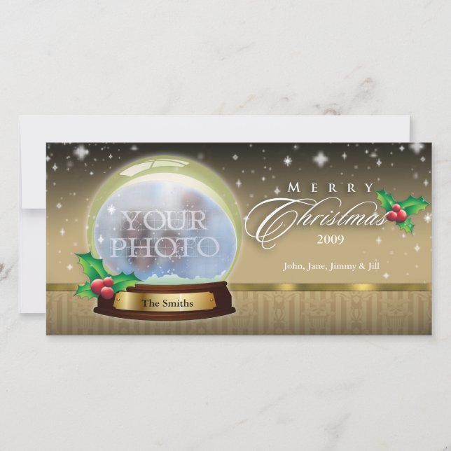 Merry Christmas Snow Globe Customizable 7 Holiday Card (Front)