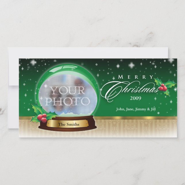 Merry Christmas Snow Globe Customizable GB Holiday Card (Front)
