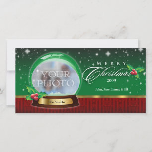 Merry Christmas Snow Globe Customizable Holiday Card