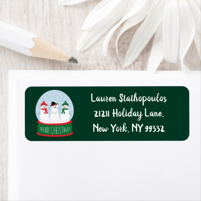 Merry Christmas Snow Globe Snowmen (Insitu)