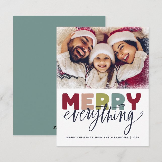 Merry Christmas Snow Holiday Card  (Front/Back)