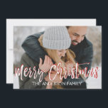Merry Christmas Snow or Snowflake Photo Card<br><div class="desc">Merry Christmas Charcoal Grey Hand Lettered Script Photo Card. The photo and text of this hand lettered brush script can be updated and customized with your photo and name. This card also displays your name on the back of the Christmas Card.</div>