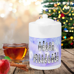 Merry Christmas Snow People Font, Blue Tint Snow
