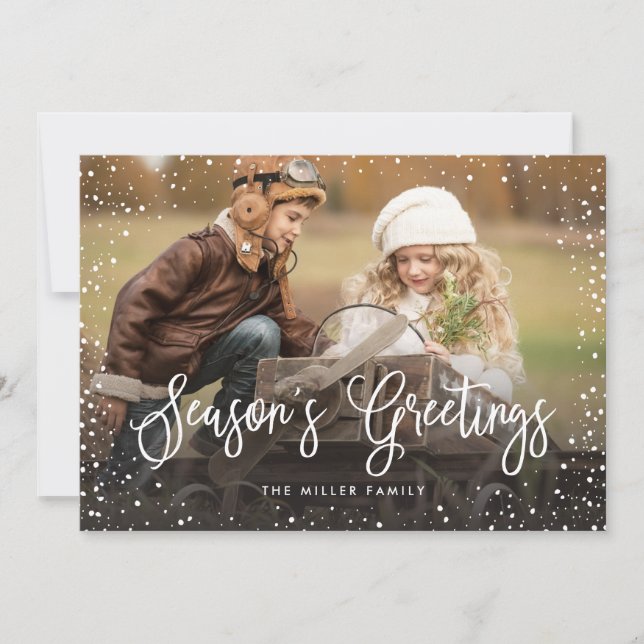 Merry Christmas Snow Photo Holiday Card (Front)