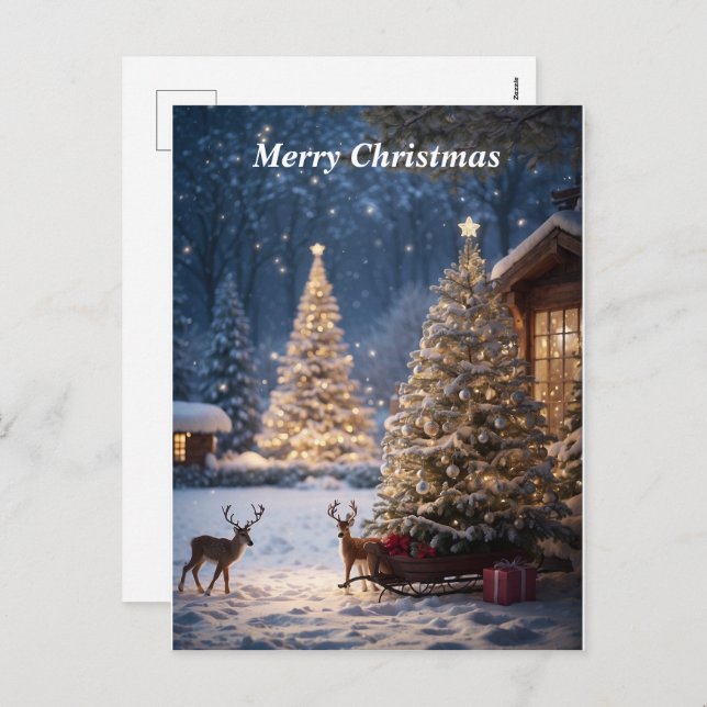 Merry Christmas Snow Scene postcard (Front/Back)