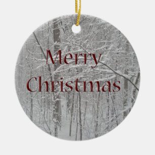 Merry Christmas Snow Storm Coordinating Items Ceramic Ornament