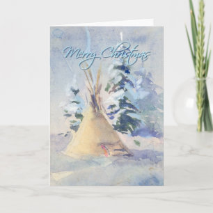 MERRY CHRISTMAS SNOW TIPI by SHARON SHARPE Holiday Card