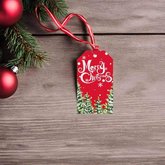 Merry Christmas Snow Trees Christmas Gift Tag (Creator Uploaded)