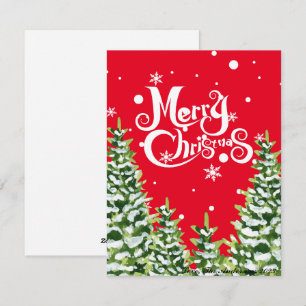 Merry Christmas Snow Trees Christmas Holiday Card