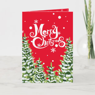 Merry Christmas Snow Trees Folded Invitation