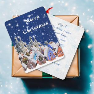 Merry Christmas Snow Village Personalized Greeting Holiday Card
