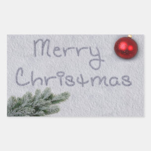 Merry Christmas Snow Writing - Rectangle Sticker