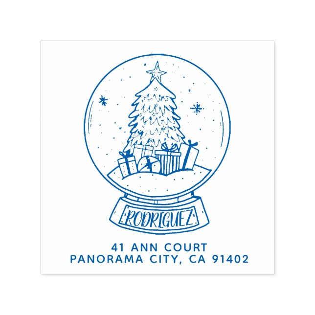 Merry Christmas Snowball Tree Return Address Self-inking Stamp (Design)