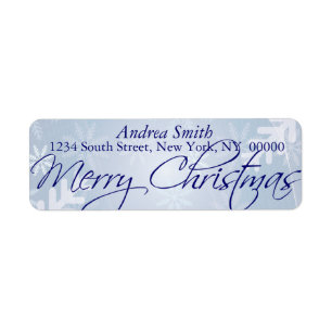 Merry Christmas Snowflake Blue Address Labels
