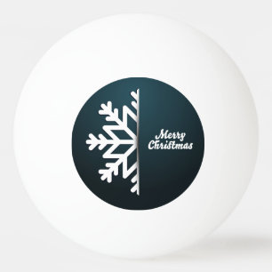 Merry Christmas Snowflake Blue Ping Pong Ball