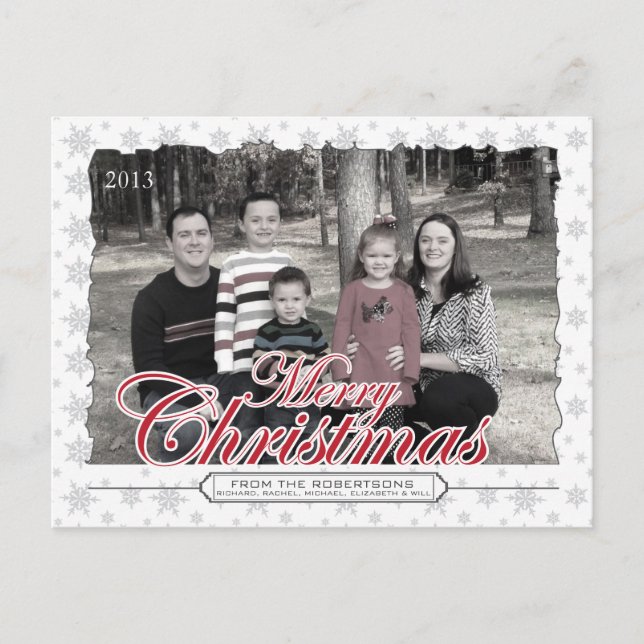 Merry Christmas Snowflake Custom Photo Postcards (Front)