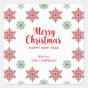 Merry Christmas Snowflake, Holiday Gift Sticker