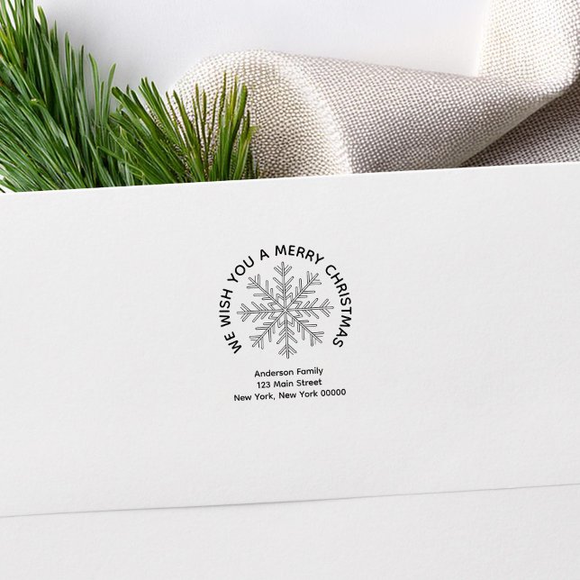 Merry Christmas Snowflake Holiday Return Address Self-inking Stamp (Creator Uploaded)