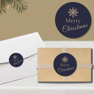Merry Christmas Snowflake Holiday Round Sticker