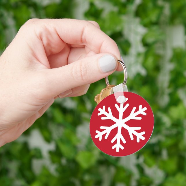 Merry Christmas Snowflake Holiday Winter Keychain (Hand)