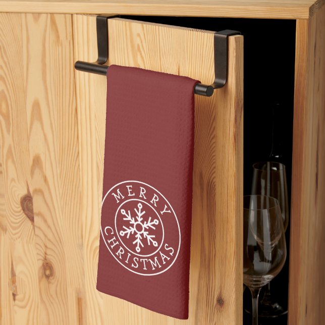 Merry Christmas Snowflake Kitchen Towel (Thirds Fold)
