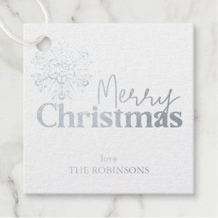 Merry Christmas Snowflake Name Gold or Silver Foil Favour Tags