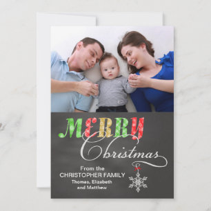 Merry Christmas Snowflake Ornament custom photo Holiday Card