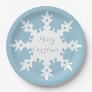 Merry Christmas Snowflake Paper Plate