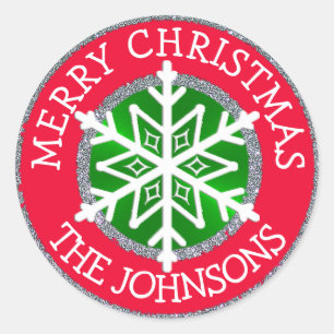Merry Christmas, Snowflake Personalized Sticker