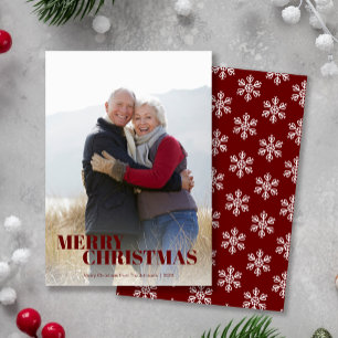 Merry Christmas Snowflake Photo Holiday Card