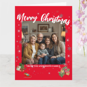 Merry Christmas Snowflake Photo Personal Family N Card