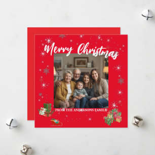 Merry Christmas Snowflake Photo Personal Family N Holiday Card